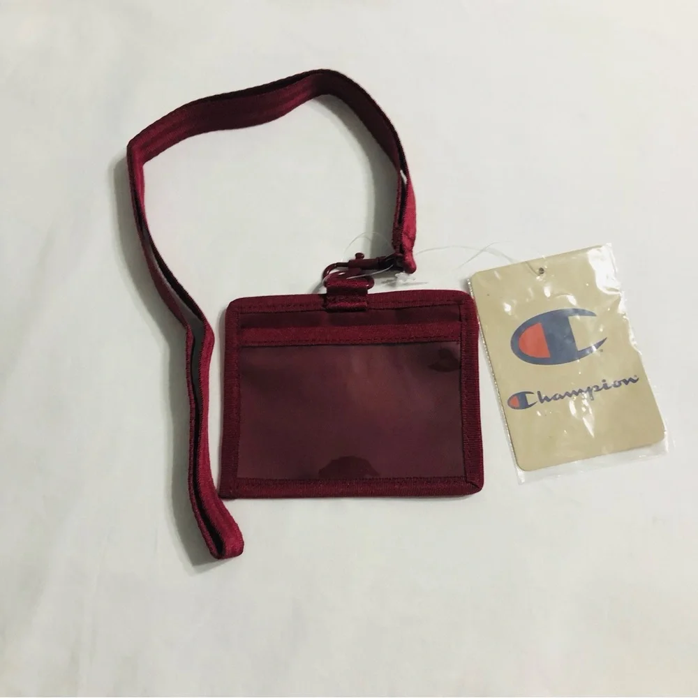 Champion lanyard pouch exterior zipper pocket id pocket red wine.